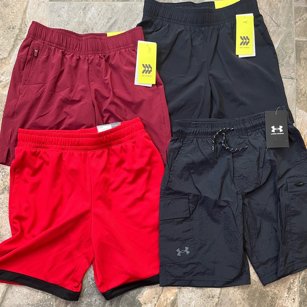 NWT All in Motion, Tek Gear and Under Armour Boys’ Shorts | Black & Red | S 6-7